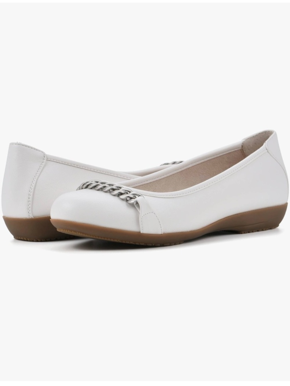 NWT Cliffs by WHITE MOUNTAIN White Chain-Trim Slip-On Ballet Flats